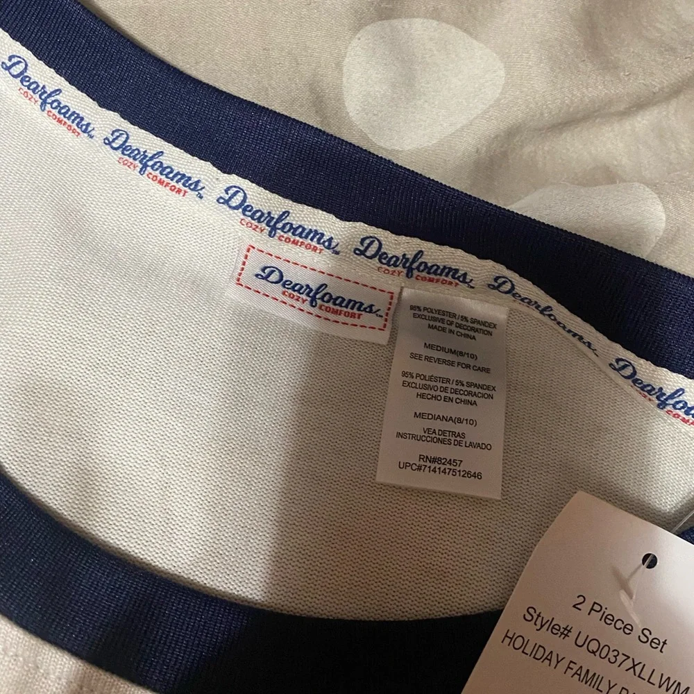 Dearfoams Cream Mama‎ Bear Top with Plaid Pajama Pants